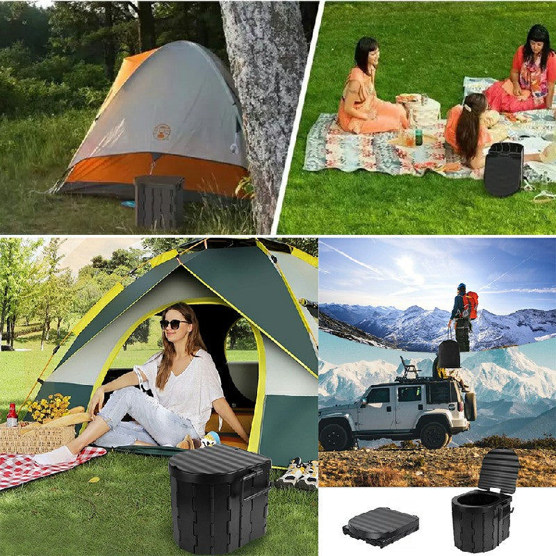 Folding Toilet Car Outdoor Travel Potty Portable for Camping Hiking Beach with 12 Garbage Bags 🇬🇧