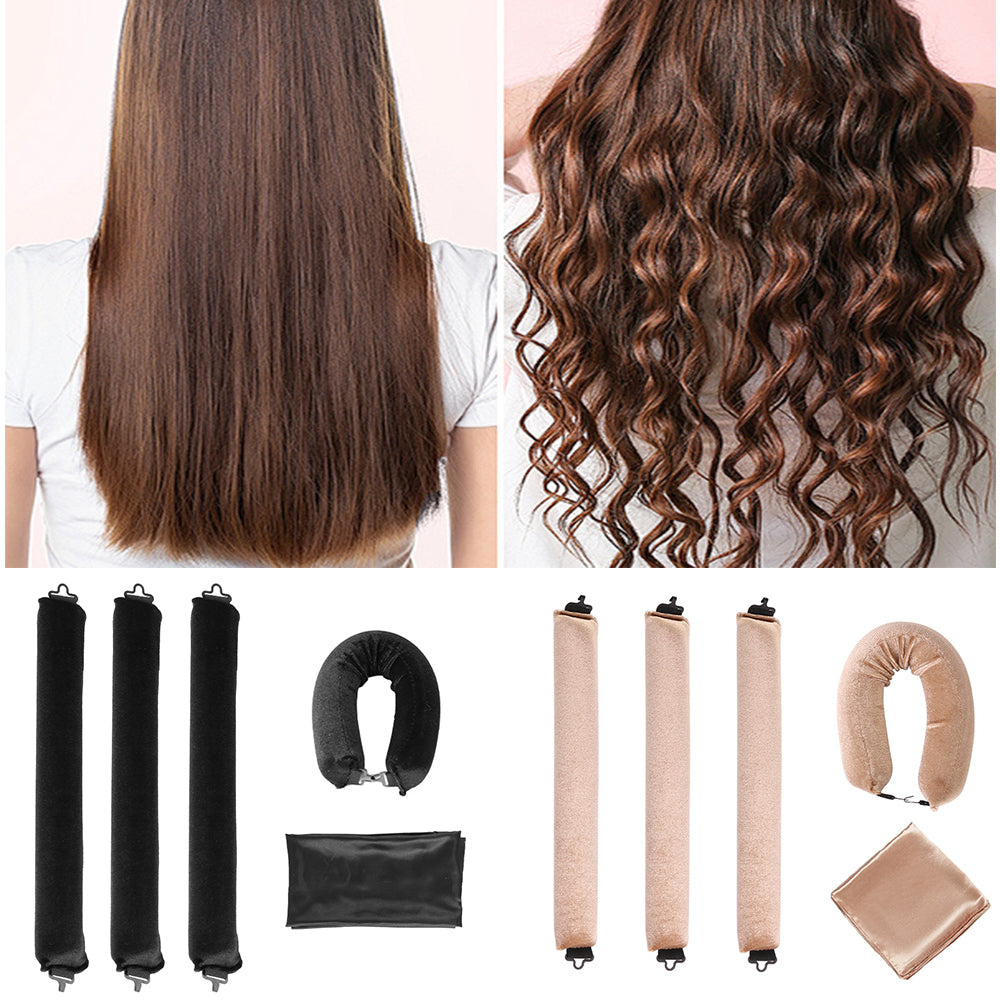 5pcs Overnight Heatless Hair Curler Blowout Rods Heatless Curls Flexi Rods with Silk Scarf for All Hair Types 🇬🇧