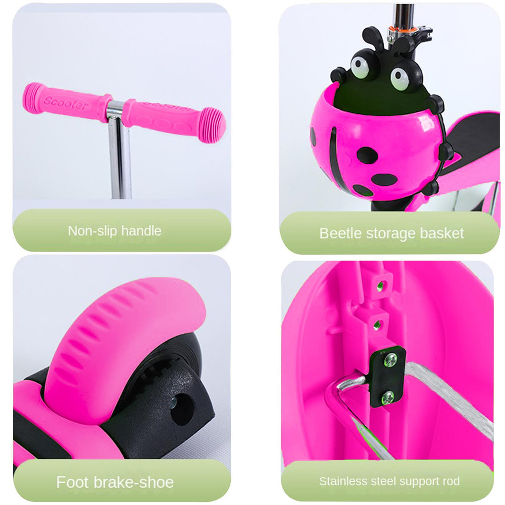 5in 1 Kids Adjustable Height Ladybug Scooter 🇬🇧