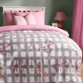 Bow Gingham Print Fleece Throw - White/Grey 🇬🇧