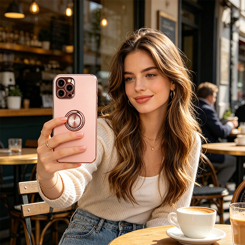 3Pack Electroplated Case for iPhone 12 Pro 6.1-Inch with Invisible Ring Stand Shockproof Rose Gold 🇬🇧