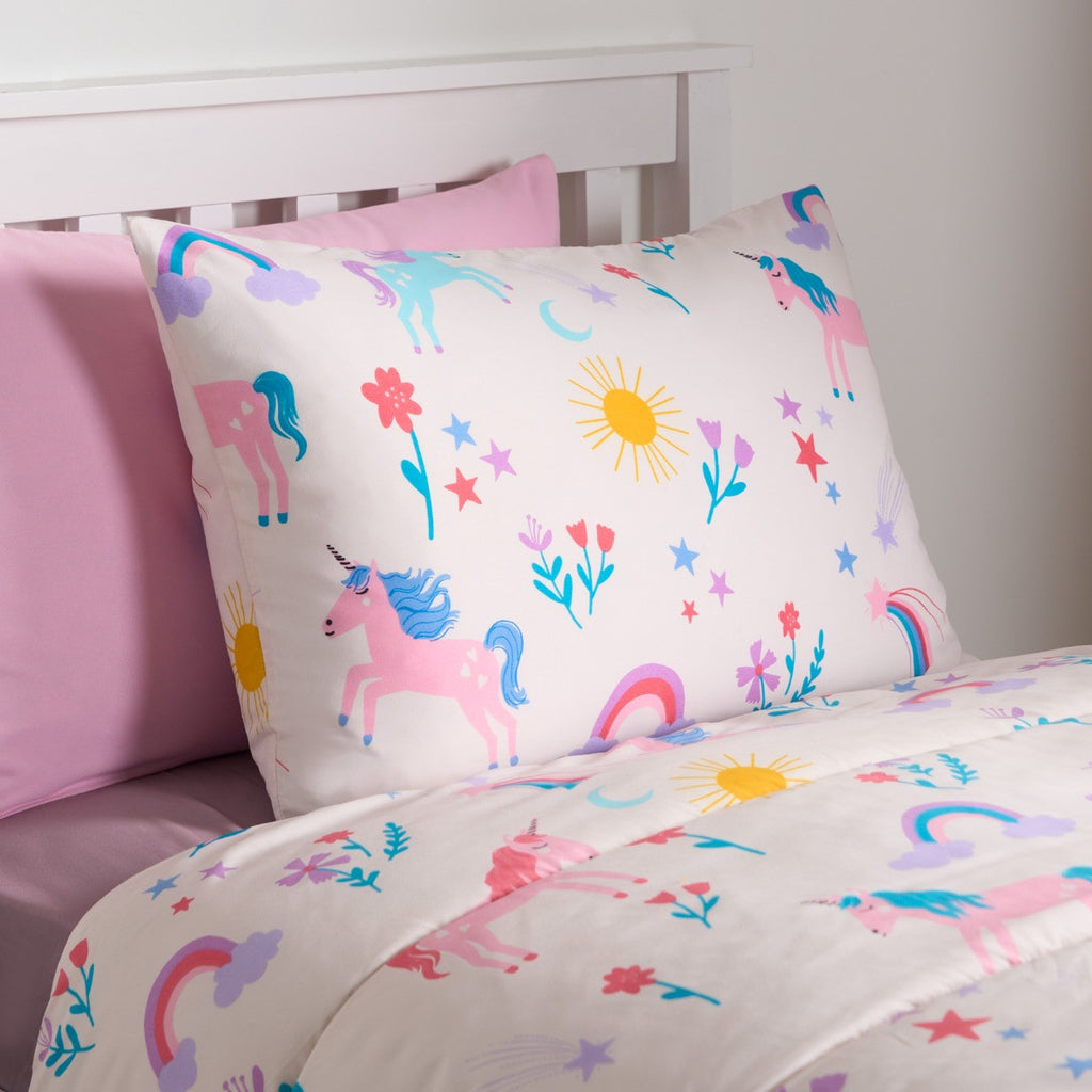 Unicorn Coverless 10.5 Duvet & Pillowcase, Pink - Single 🇬🇧