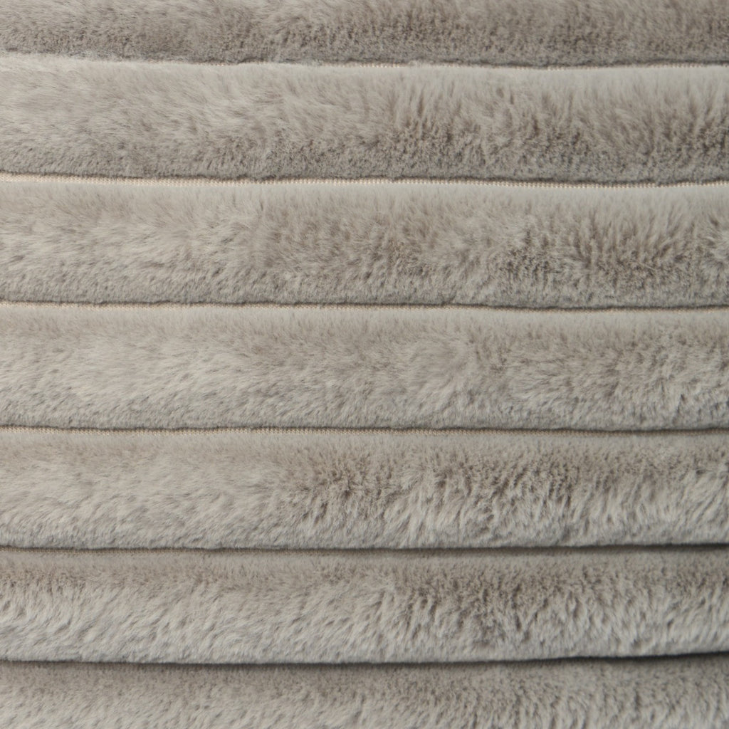 Ribbed Faux Fur Bolster Pillow - Grey 🇬🇧
