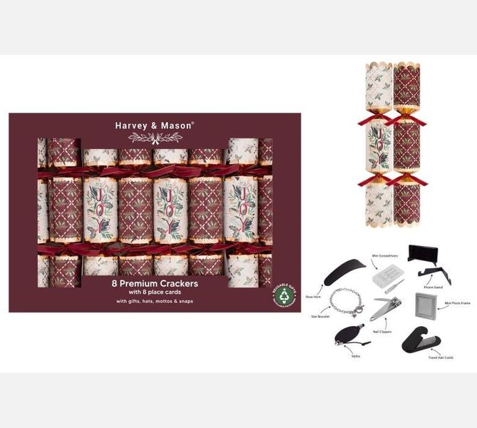 8 Premium Burgundy Joy Crackers (12.5 inch) 🇬🇧