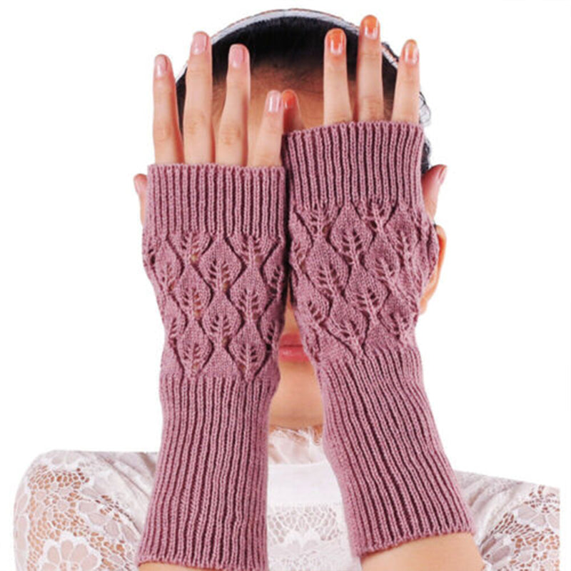 Winter Arm Hand Warmer Knitted Long Fingerless Gloves Soft Mittens for Female 🇬🇧