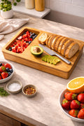 Bamboo Chopping Board with Storage Drawers & Colour-Coded Mats 🇬🇧