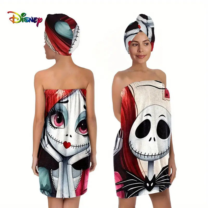 2 pcs Bath & Hair Towel feat Nightmare Before Christmas style design 🇨🇳