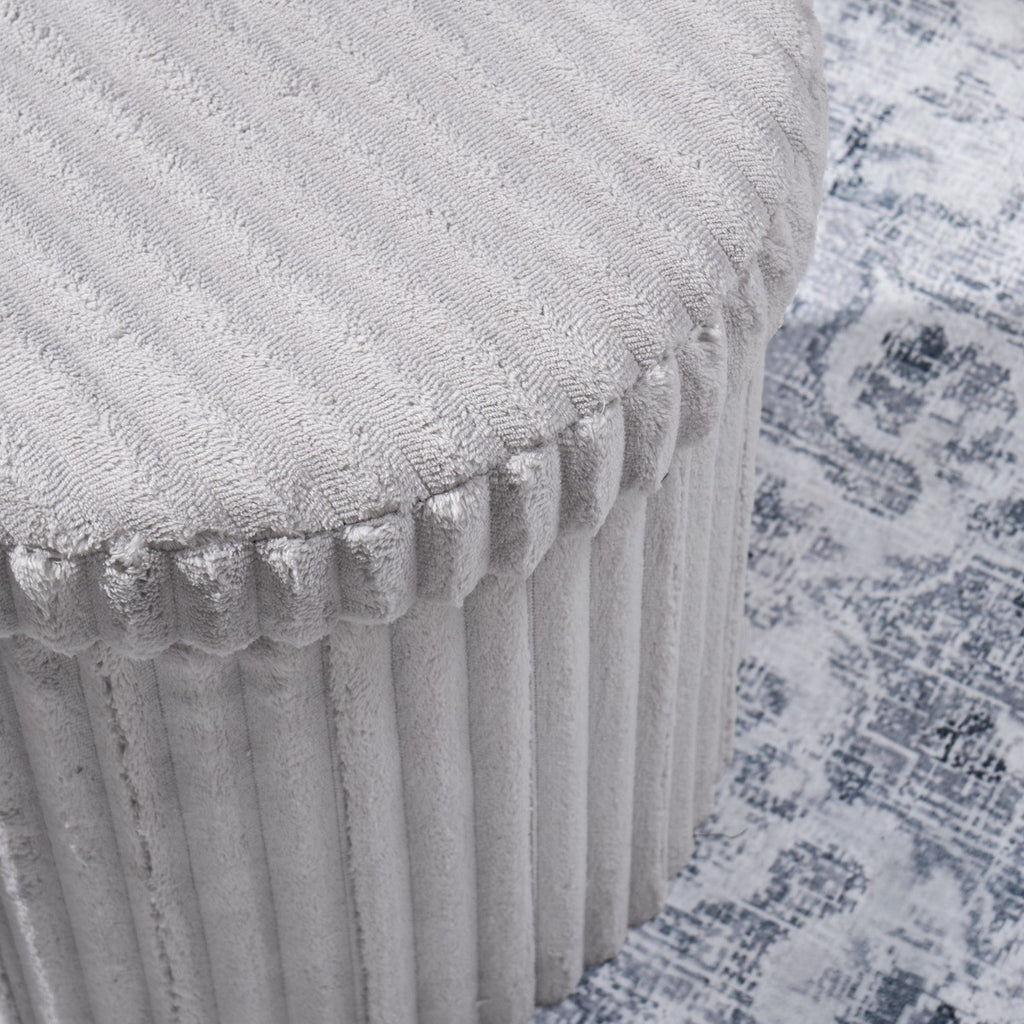 Ribbed Foldable Round Storage Ottoman 🇬🇧