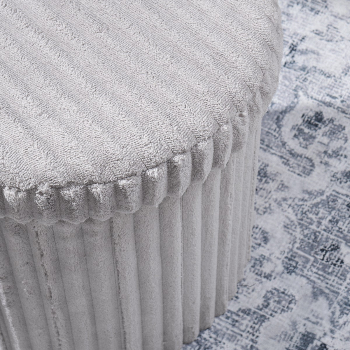 Ribbed Foldable Round Storage Ottoman 🇬🇧