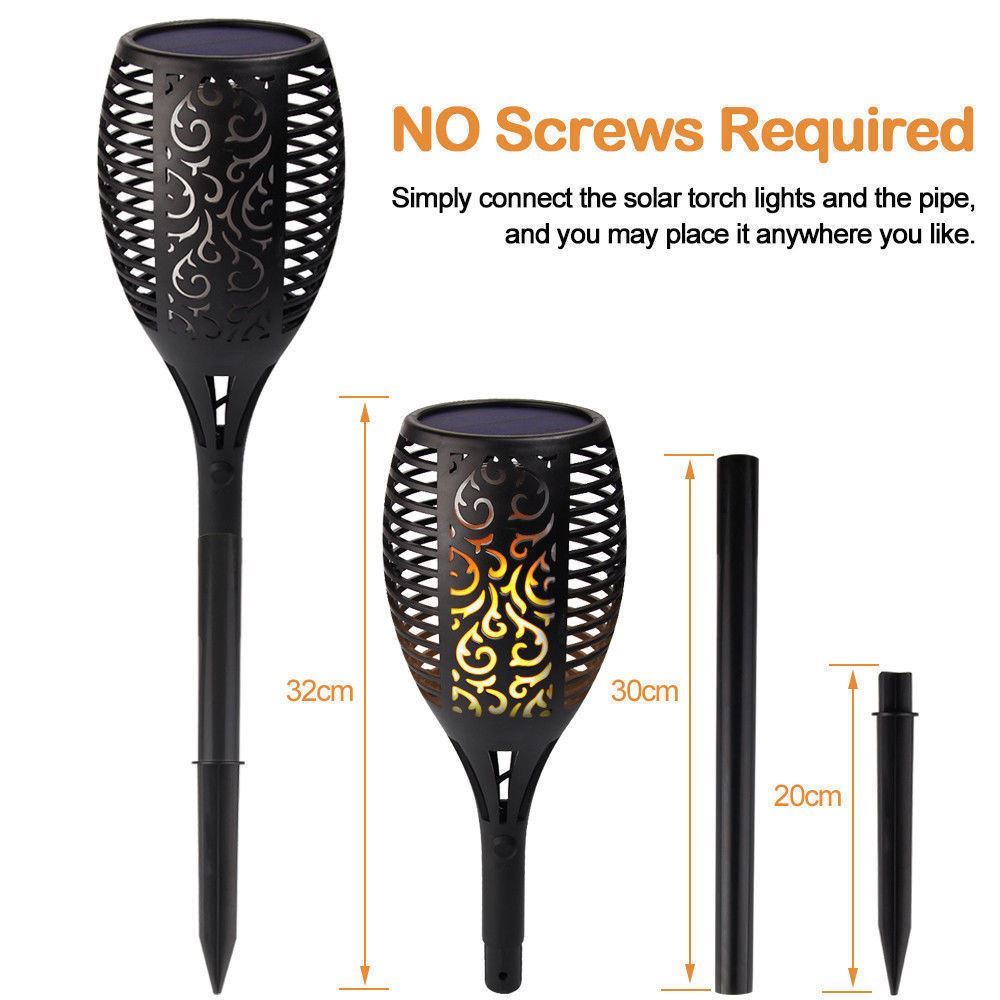 2x Solar Flame Garden Lights - Waterproof LED Torches for Outdoor Use 🇬🇧