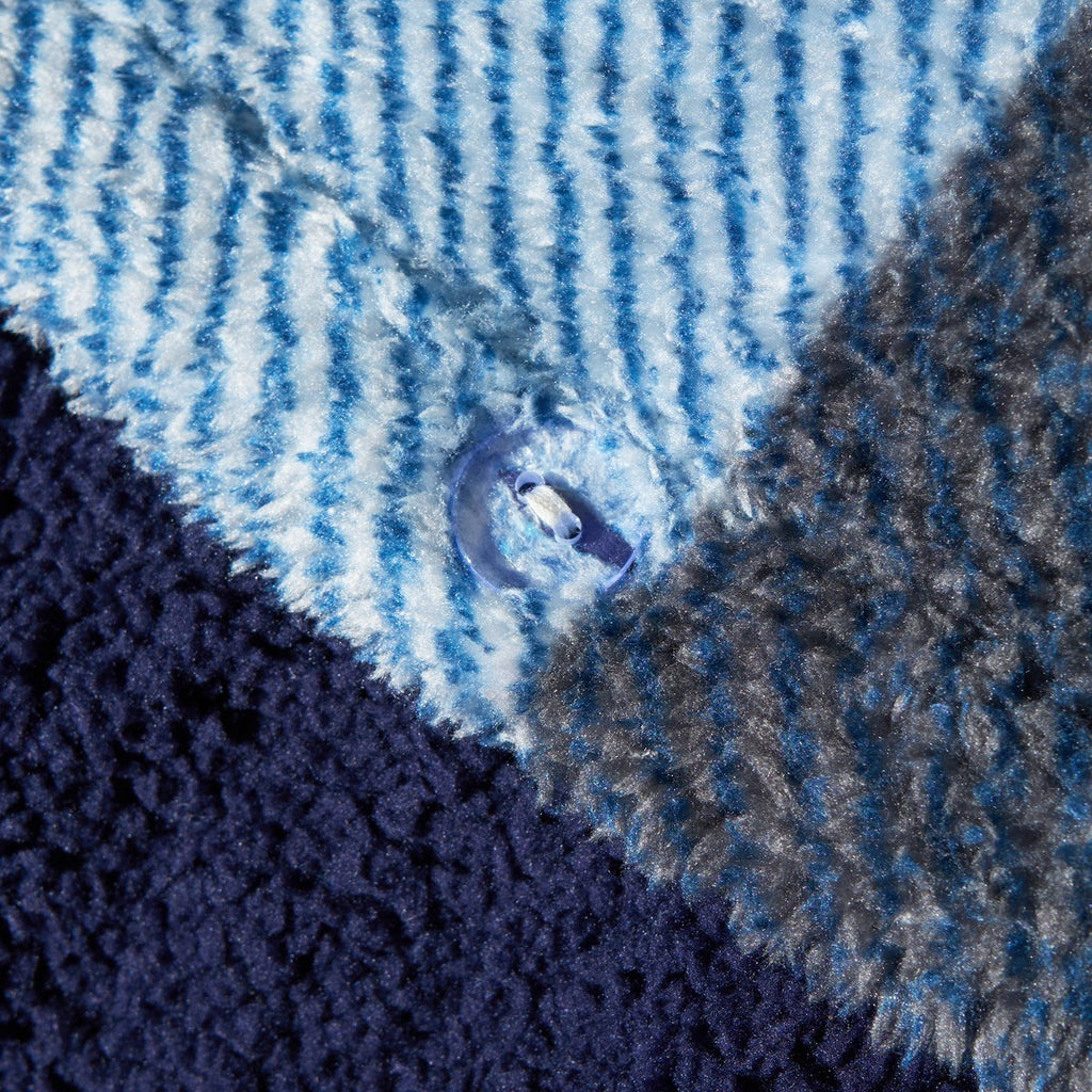 Patchwork Check Teddy Duvet Cover Set - Navy/Grey 🇬🇧