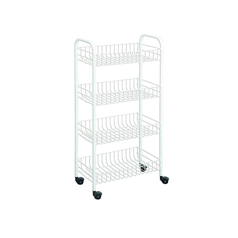 4 Tier Metal Rolling Utility Cart with Casters Storage Shelf Rack with Baskets and Wheels 72cm High 🇬🇧