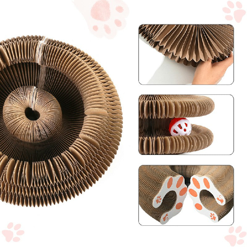 Organ Cat Scratching Board Foldable Accordion Cat Toy with Toy Bell for Cat Grinding Claw 🇬🇧