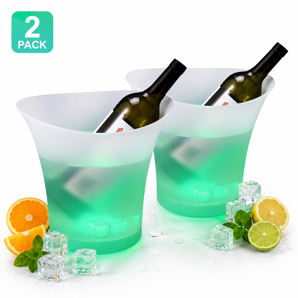 2Pack 5L LED Colour Changing Ice Bucket Wine Drinks Cooler Beverage Tubs for Champagne Beer Cocktails Ice Bucket BBQ Bar Wedding Backyard Party 🇬🇧