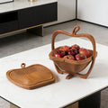 Natural Bamboo Foldable Fruit Basket Collapsible Creative Apple Shaped Fruit Bowl Multifunction Heat Resistant Bamboo Trivets Pot Mat Hot Pan Pads 🇬🇧