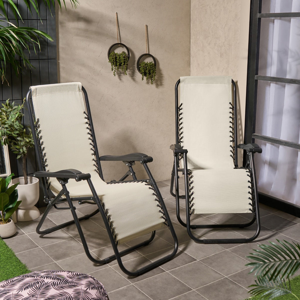 2 Pack Zero Gravity Sun Lounging Garden Chairs 🇬🇧