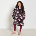 Kids Bat Print Hoodie Blanket - Black 🇬🇧