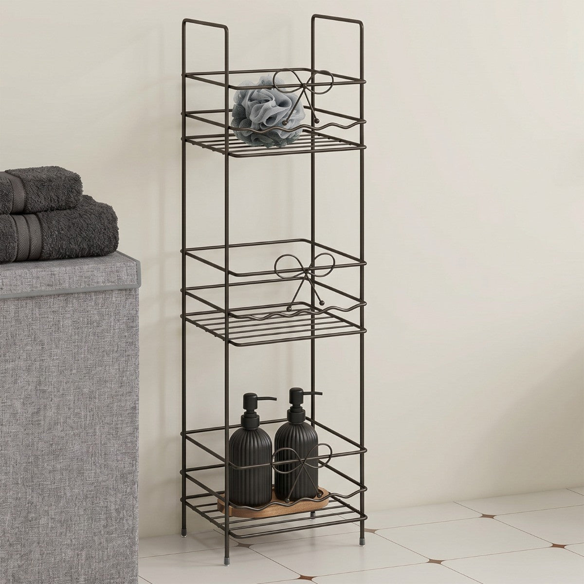 3-Tier Bow Bathroom Caddy - Black 🇬🇧