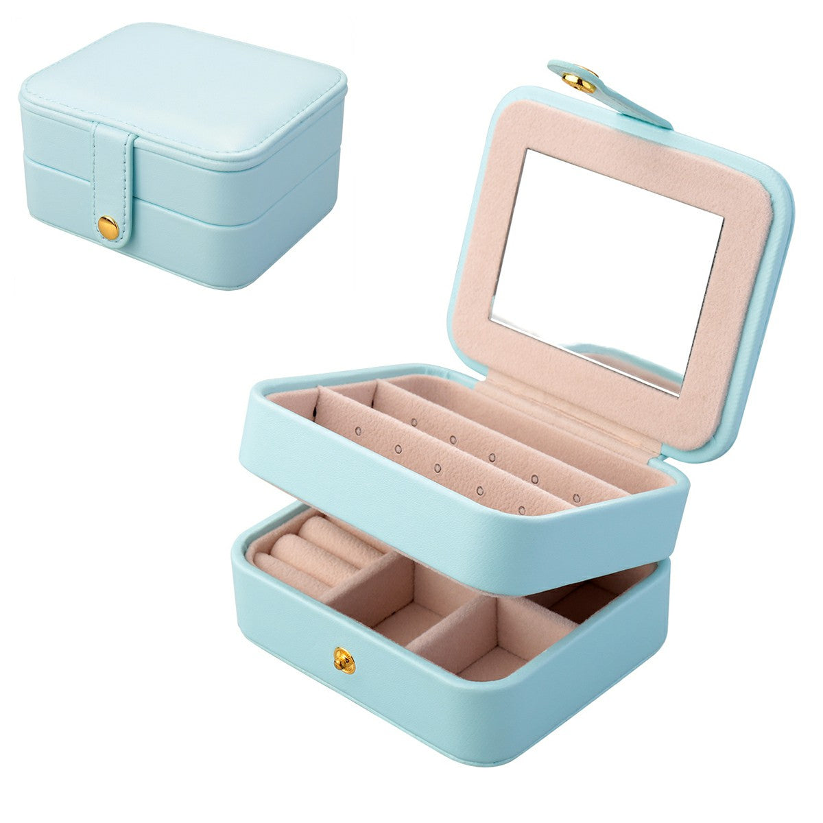 Creative Small Jewelry Box Multilayer Portable Travel Jewelry Box Leather Earrings Storage Box 🇬🇧