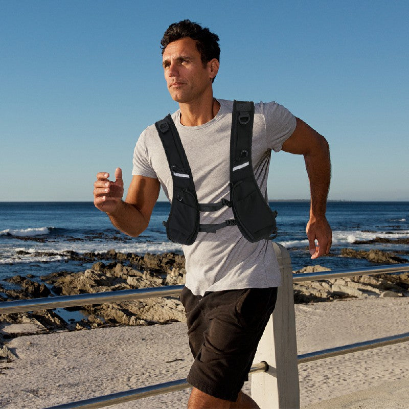 Cycling Running Vest Bag Reflective Hydration Vest Storage Bag Lightweight Backpack - Black 🇬🇧