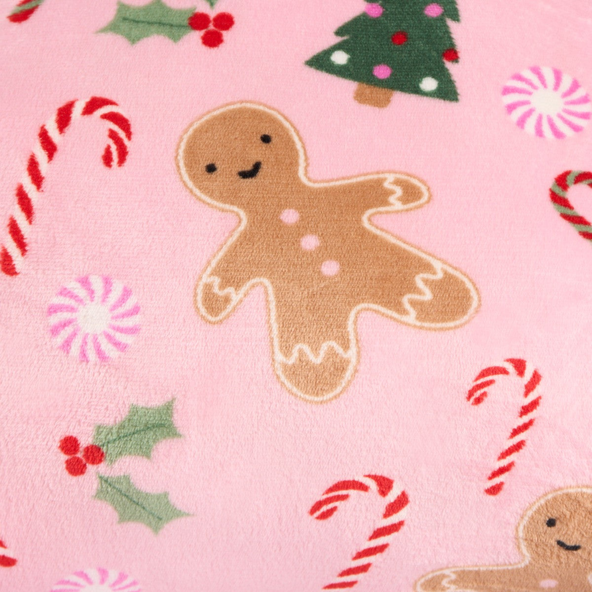 Kids Gingerbread Man Fleece Cuddle Cushion - Pink 🇬🇧