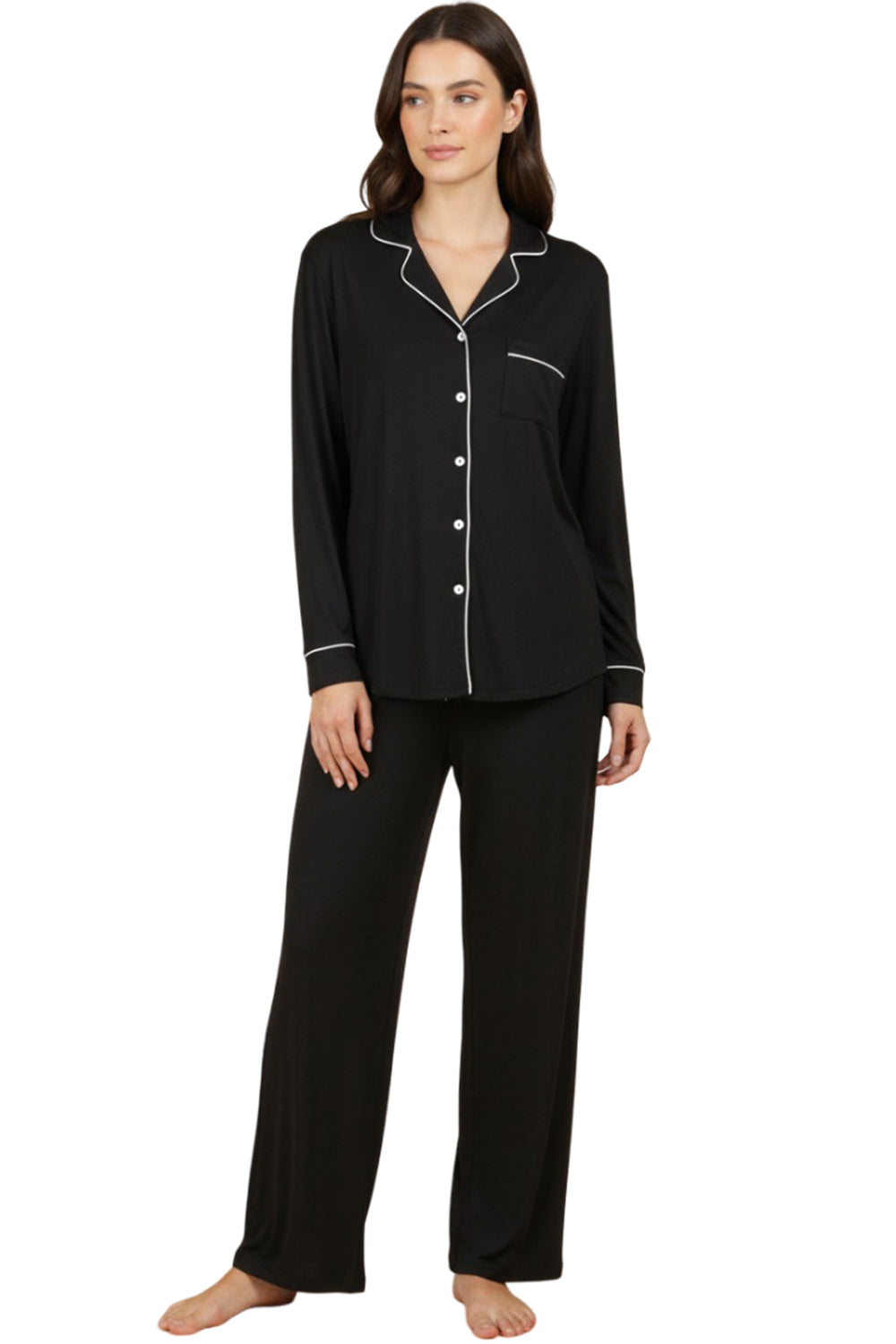 Women’s Long Sleeve Pyjama Set – Silk Satin Fabric Sleepwear 🇬🇧