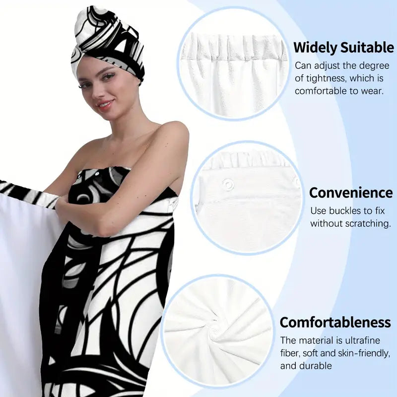 2 pcs Towel and Hair wrap Jack Skellington style design 🇨🇳