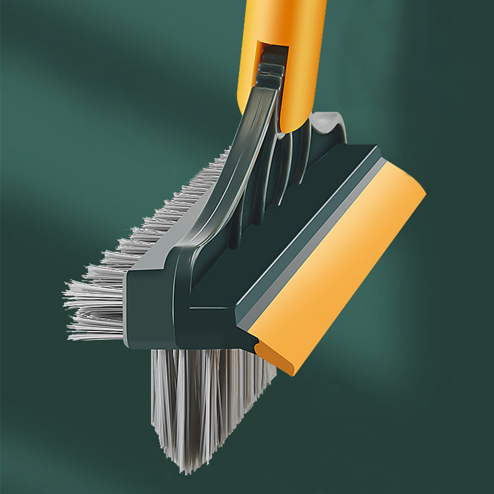 3 in 1 Floor Scrub Brush Squeegee Mop Water Scrubber with 120 Degree Rotating Head - Yellow + Green 🇬🇧