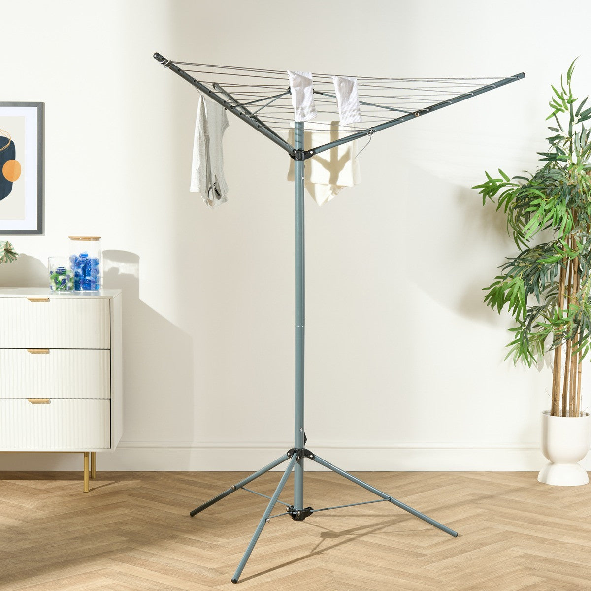 3 Arm Steel Rotary Airer With Tripod - Grey 🇬🇧