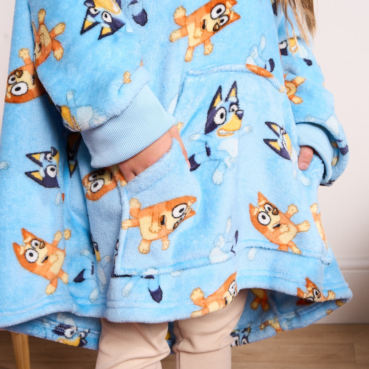 Kids Bluey Novelty Sherpa Hoodie Blanket - Blue 🇬🇧