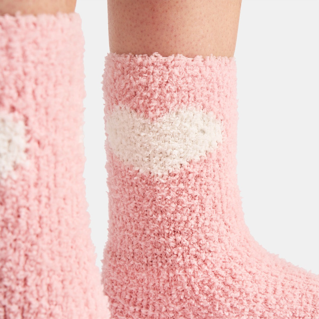 Heart Fluffy Fleece Socks, Blush - 3 Pack 🇬🇧