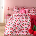 Cherry Print Frill Edge Coverless 7.5 Tog Duvet Set - Pink/Red 🇬🇧