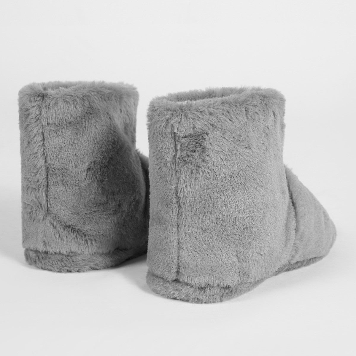 Microwavable Faux Fur Boot Slippers - Grey 🇬🇧