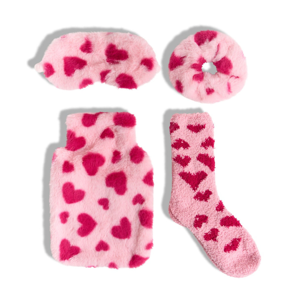 Heart Print Cosy Hot Water Bottle Gift Set 🇬🇧