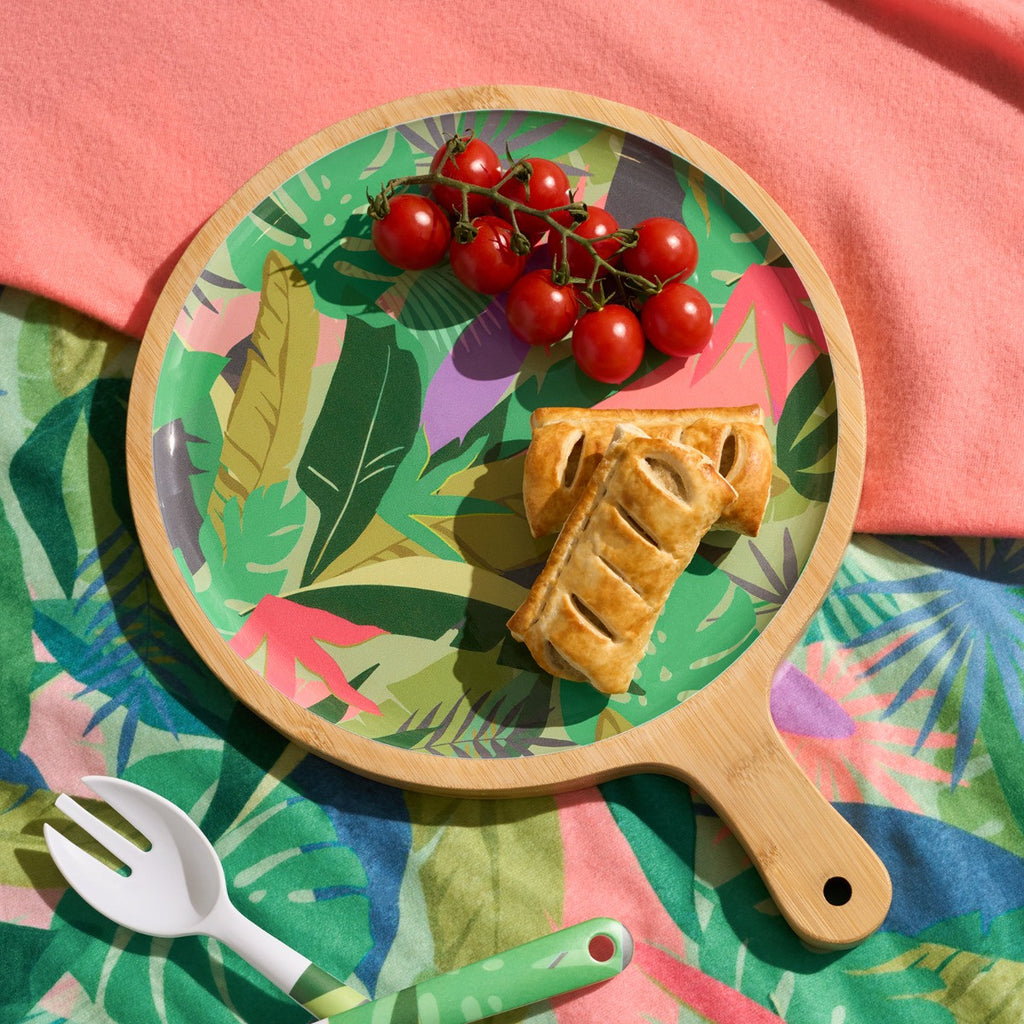 Palm Print Bamboo Picnic Serving Board - Green 🇬🇧