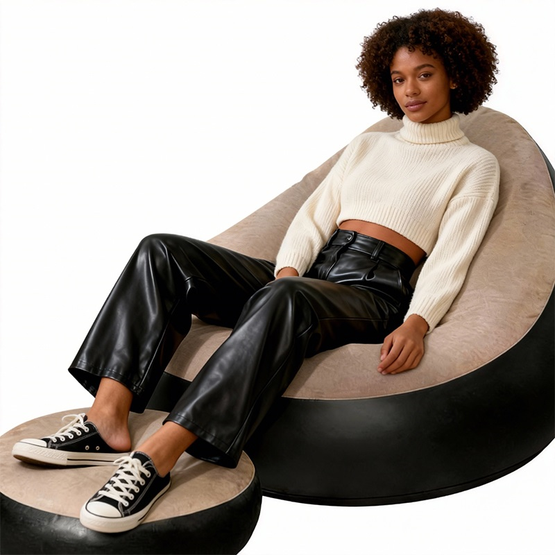 2PCS Inflatable Chair With Foot Stool Inflatable Couch Portable Inflatable Chairs for Gaming Reading Movie Watching Camping 🇬🇧