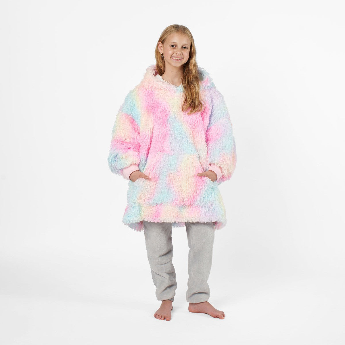 Kids Fluffy Tie Dye Hoodie Blanket - Multi 🇬🇧
