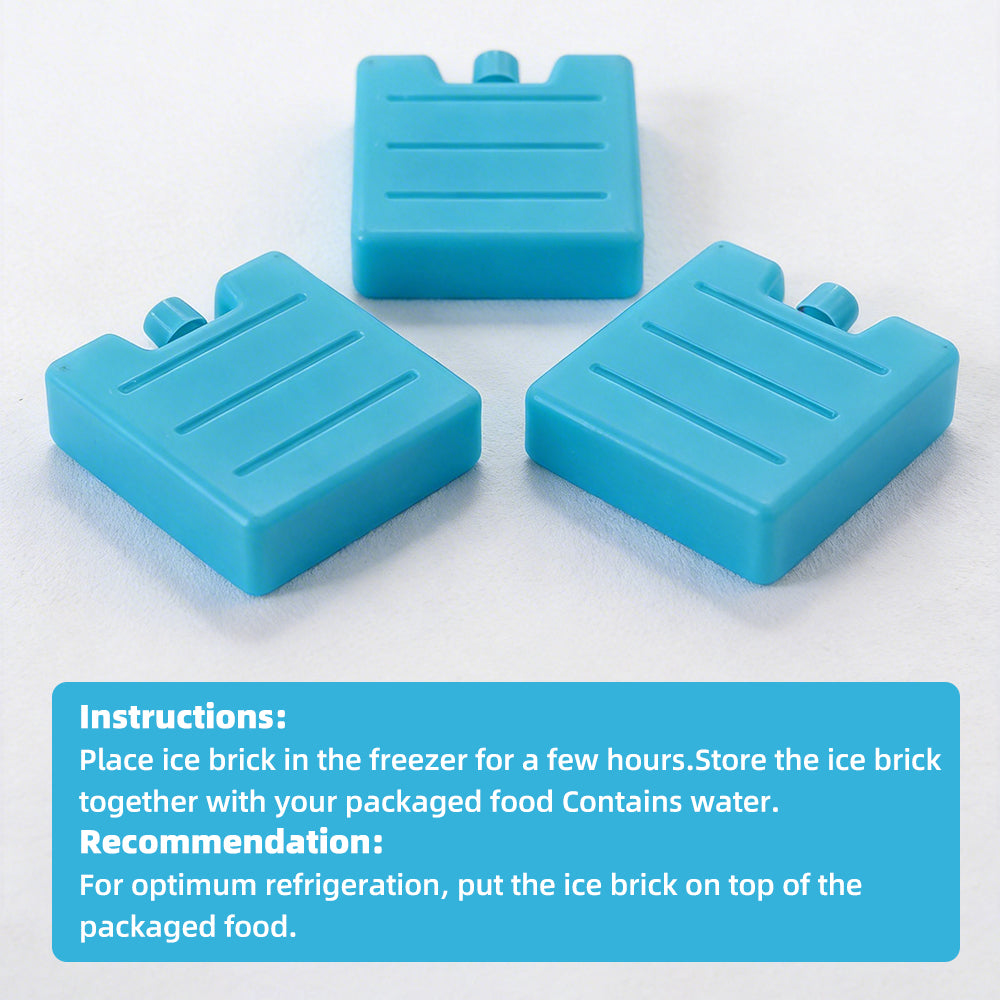 3PCS Mini Ice Bricks Set Freezer Blocks Reusable Freezer Cooler Bag for Lunch Box Travel Picnic Outdoor Activities Blue 🇬🇧