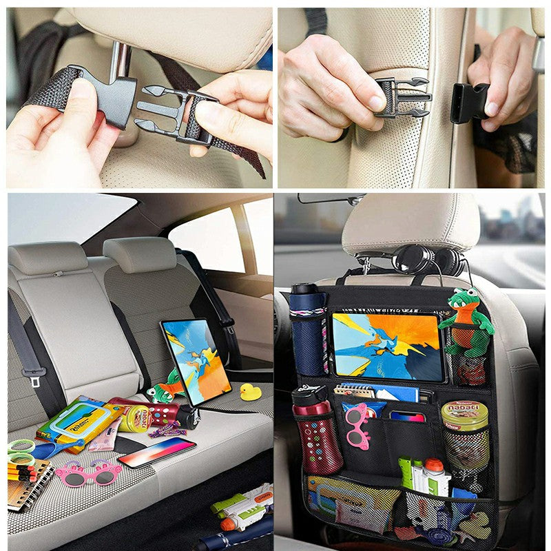 2 pcs Car Back Seat Organiser Tablet Holder Storage Kick Mats Kids Toys Pockets 🇬🇧