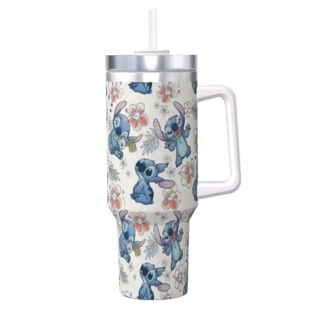 Cartoon inspired 40oz tumbler with straw - stainless steel insulated 🇨🇳