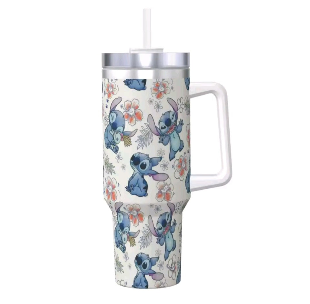 Cartoon inspired 40oz tumbler with straw - stainless steel insulated 🇨🇳