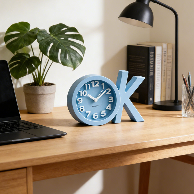 OK Shaped Alarm Clock Wake up Clock Bedroom Alarm Clock for Girls Boys Children Adults Random Colours 🇬🇧