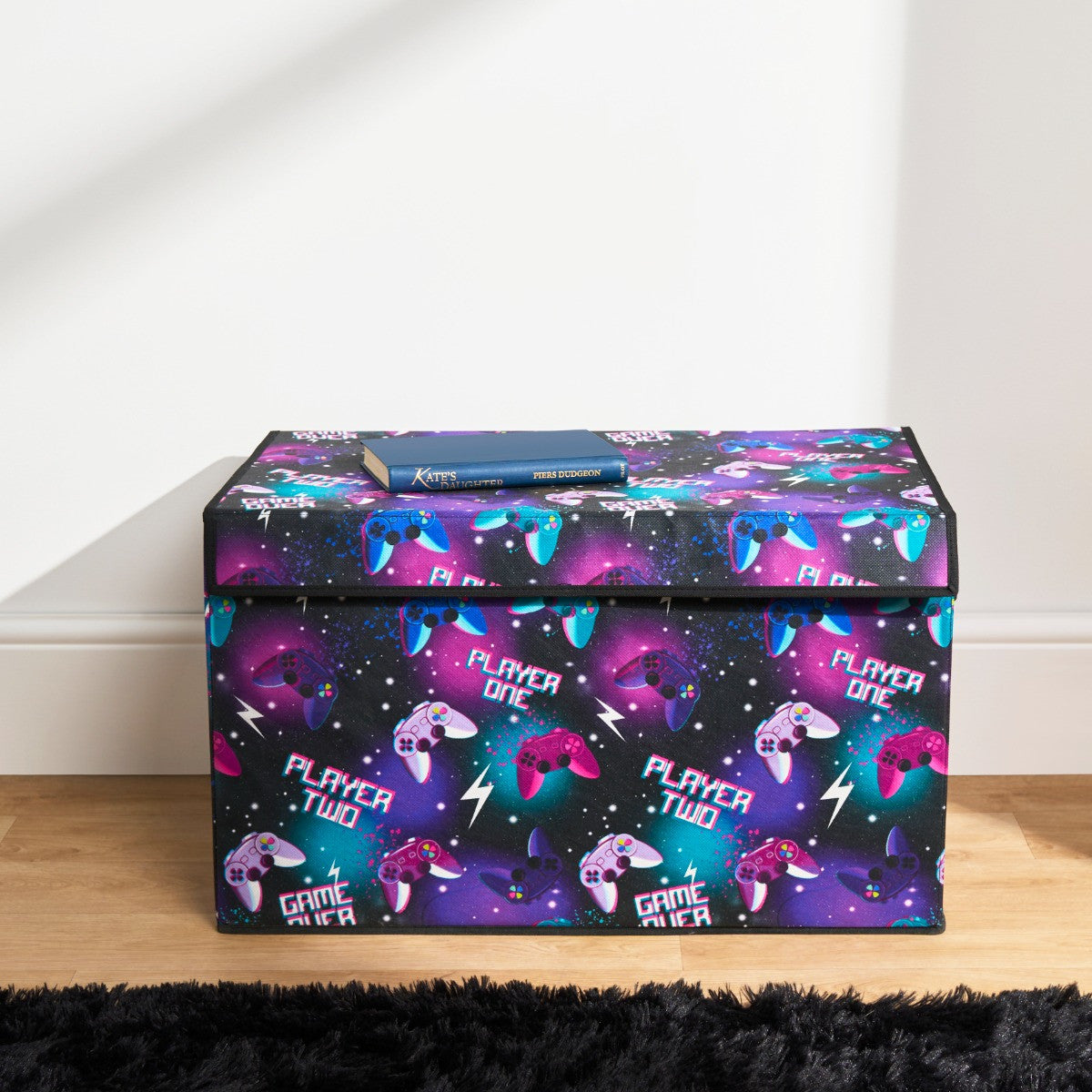 Gaming Large Collapsible Storage Box with Lid - Neon 🇬🇧