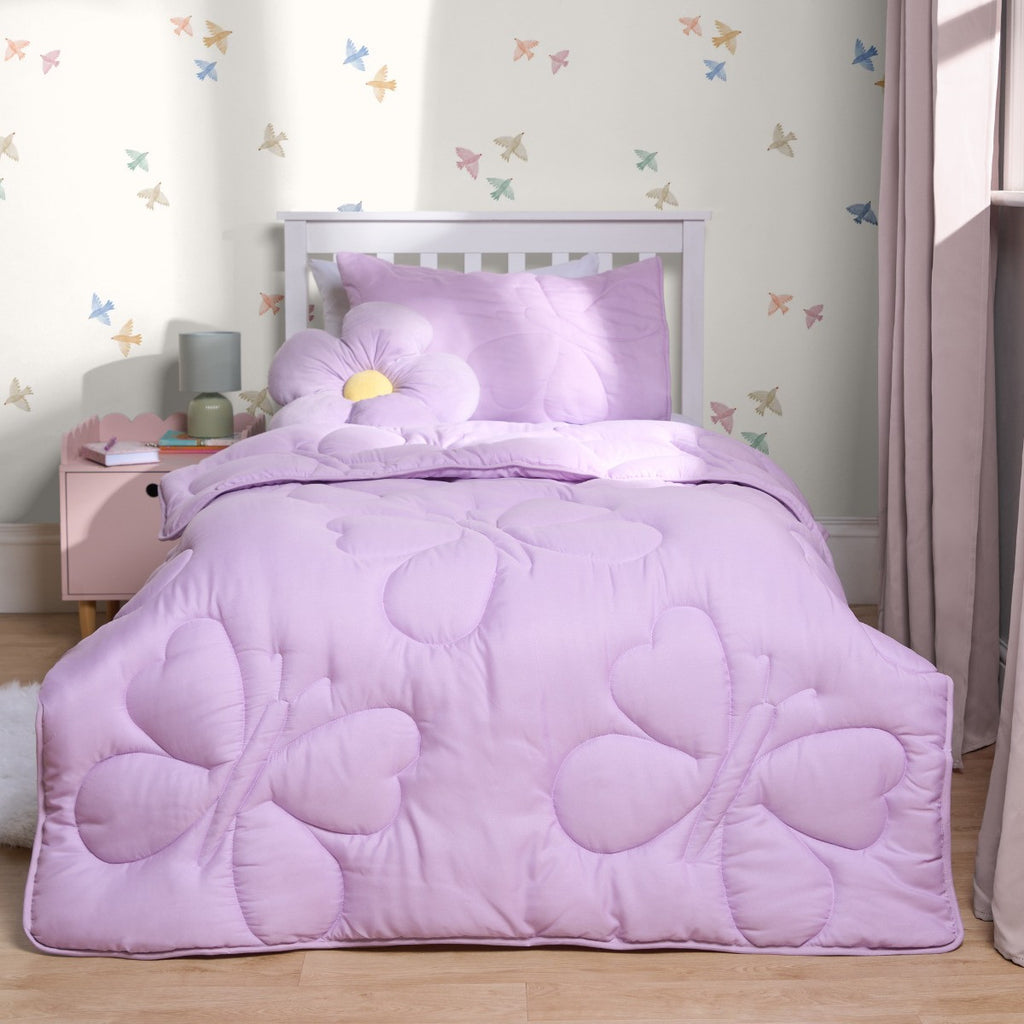 Coverless Butterfly Quilted 7.5 Tog Duvet Set - Lilac 🇬🇧