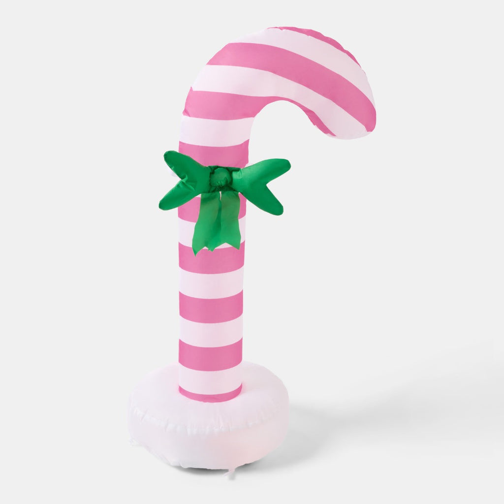 Indoor/Outdoor Inflatable Bow Candy Cane Decoration - Pink/White 🇬🇧