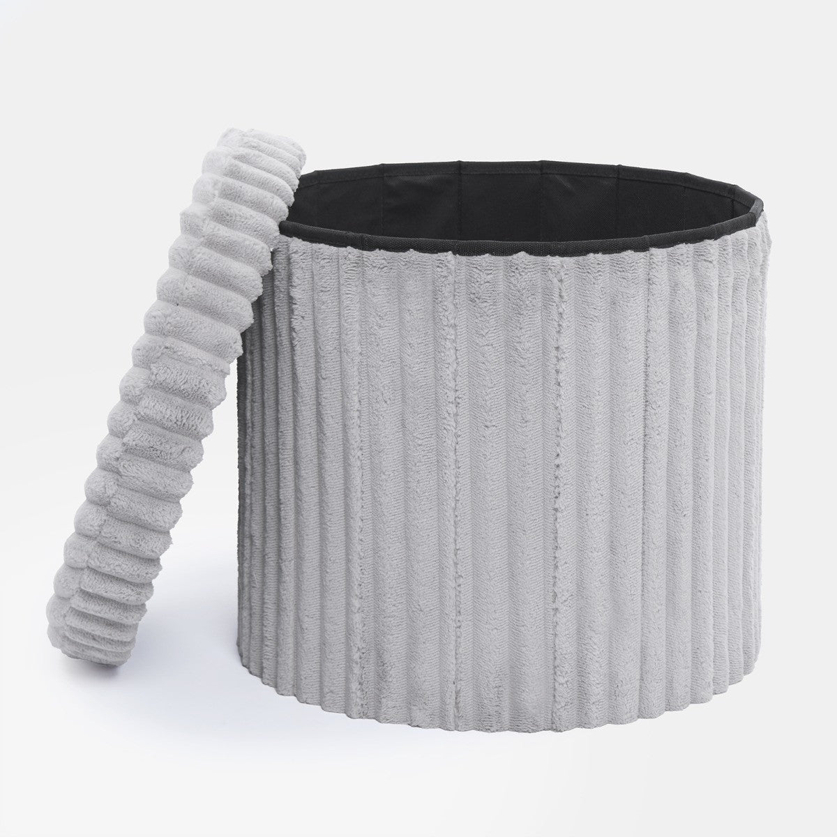 Ribbed Foldable Round Storage Ottoman 🇬🇧