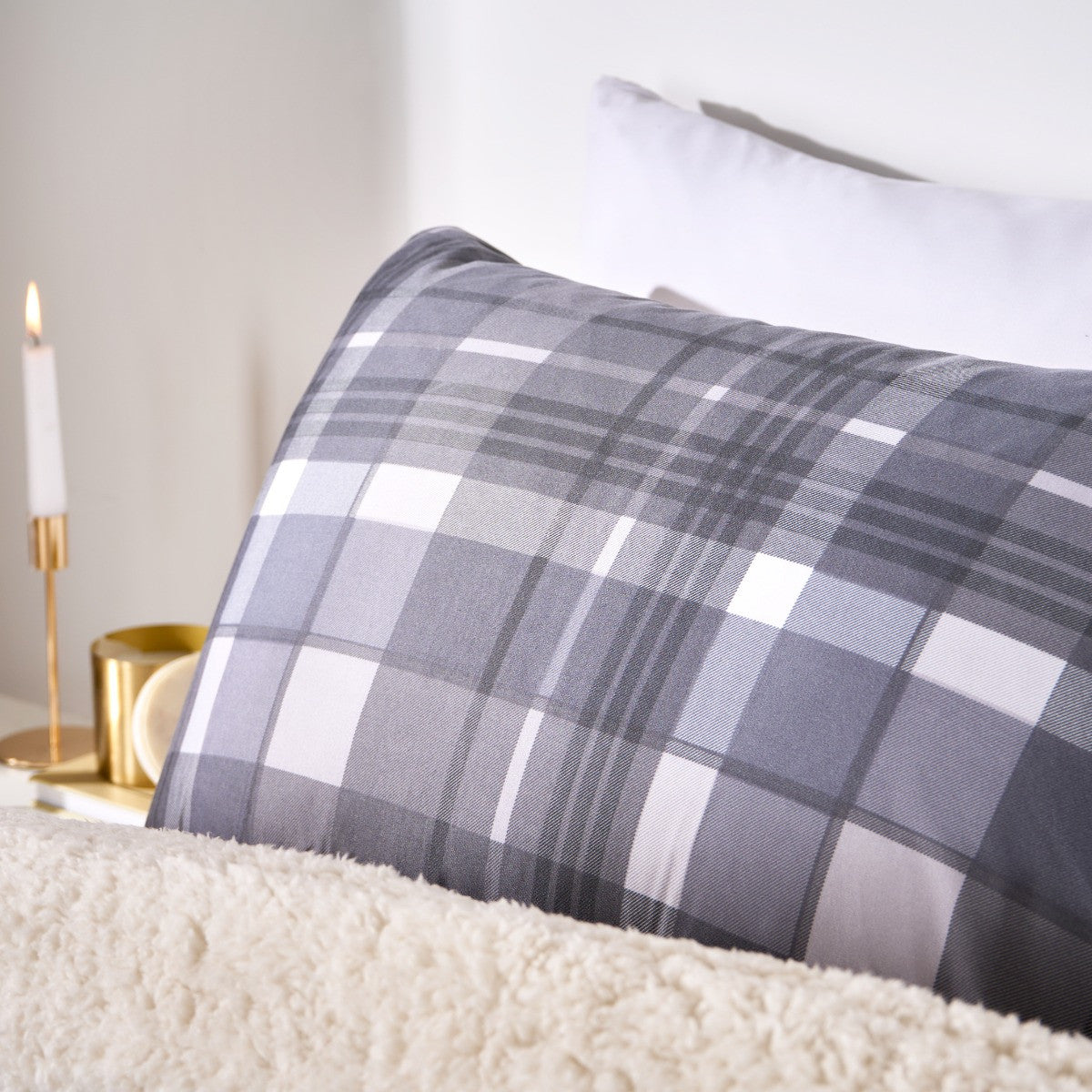 Coverless Check 10.5 Tog Duvet Set - Grey 🇬🇧