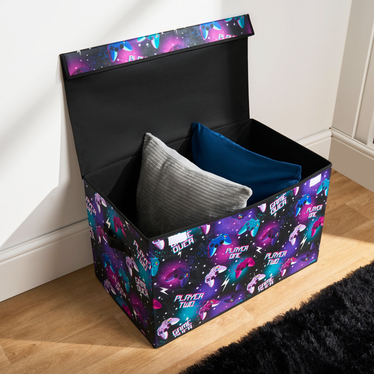 Gaming Large Collapsible Storage Box with Lid - Neon 🇬🇧