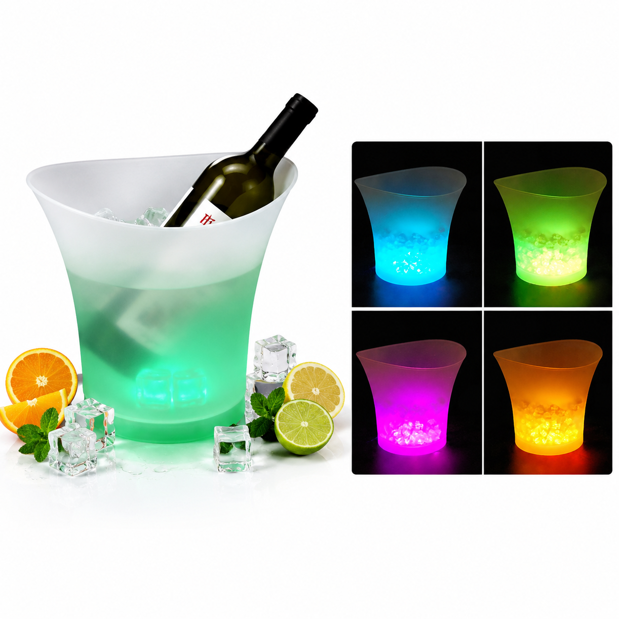 2Pack 5L LED Colour Changing Ice Bucket Wine Drinks Cooler Beverage Tubs for Champagne Beer Cocktails Ice Bucket BBQ Bar Wedding Backyard Party 🇬🇧