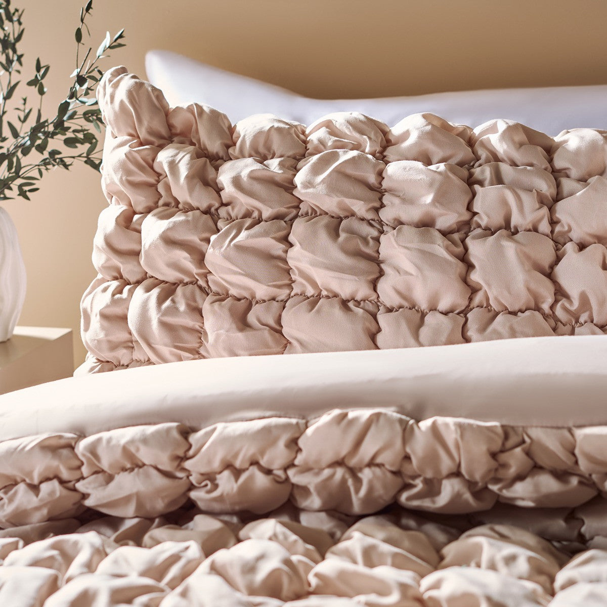 Quilted Seersucker Duvet Cover Set - Natural 🇬🇧